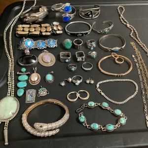 35Pc Sterling Silver,Turqouise,Opal,Native,Vintage jewelry lot